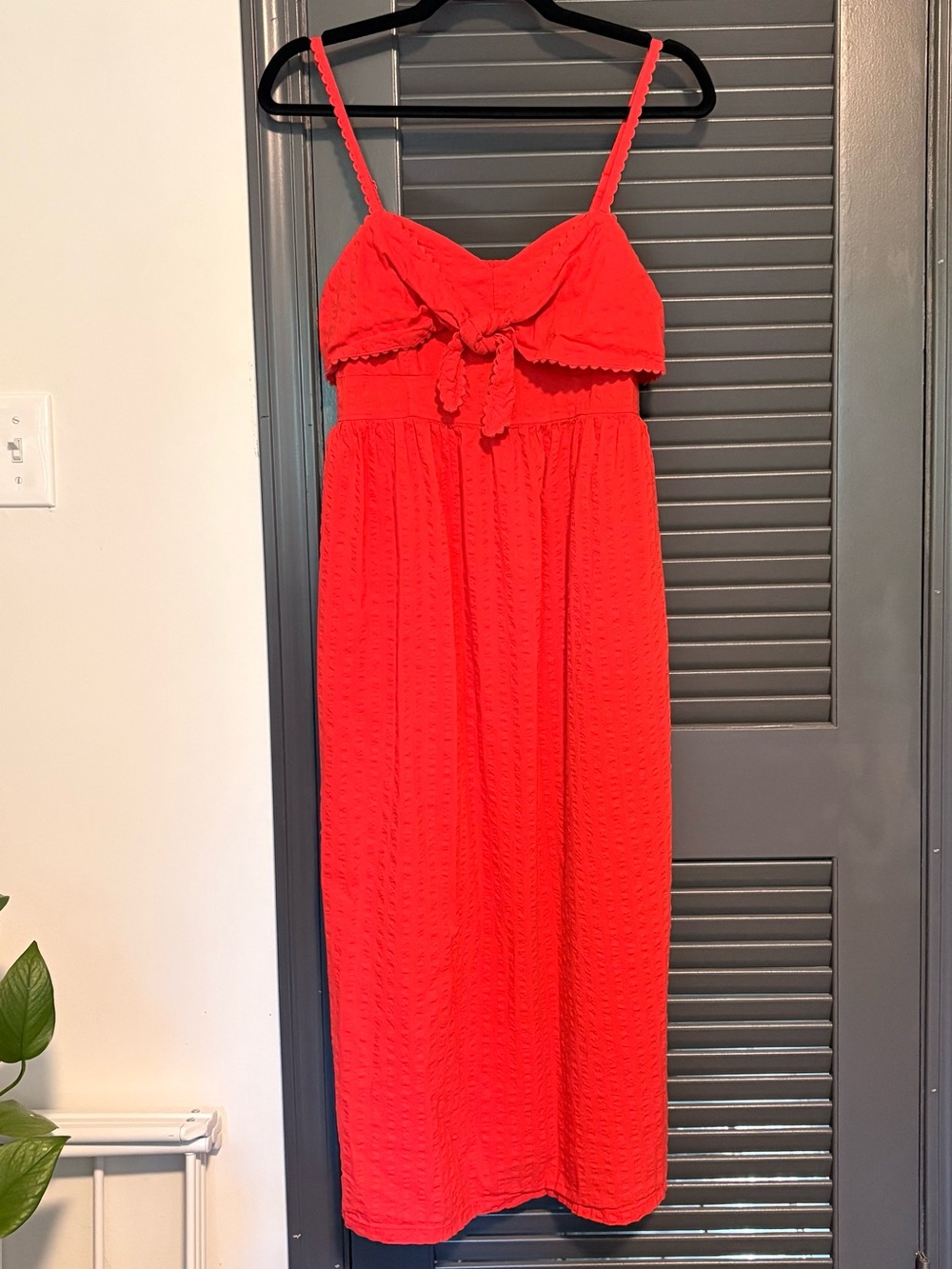Old Navy Maternity Red Midi Sundress with Tie Front and Pockets
